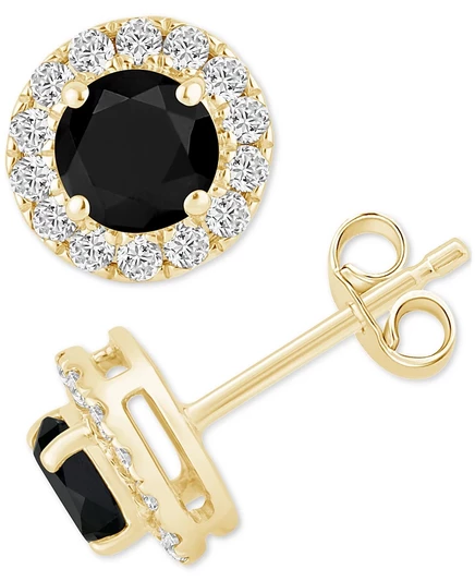 Серьги-гвоздики Macy's с черными и белыми бриллиантами в 14K, золотые