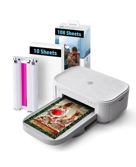 Беспроводной фотопринтер HP Sprocket Studio Plus 4x6 на 118 листов и комплект картриджей белого цвета
