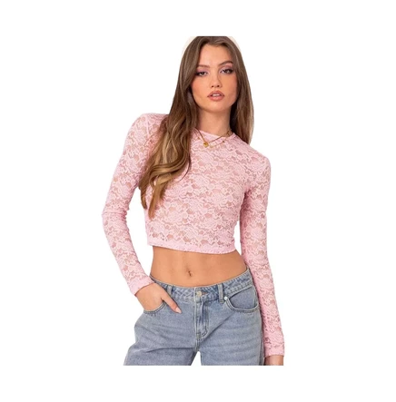 Женский прозрачный кружевной топ Estella pink