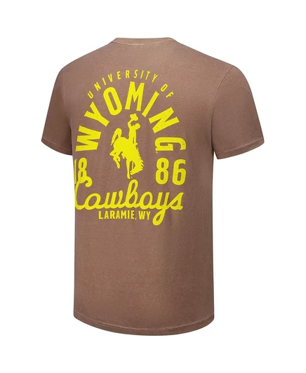 Мужская коричневая футболка Wyoming Cowboys Comfort Colors с изображением талисмана Image One brown