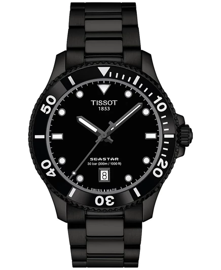 Мужские часы Tissot Seastar 1000, 40 мм, сталь PVD, черные
