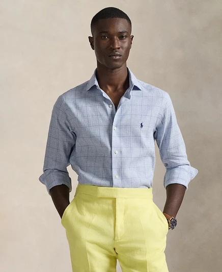 Мужская рубашка Polo Ralph Lauren в классическую клетку синего цвета от Polo Ralph Lauren