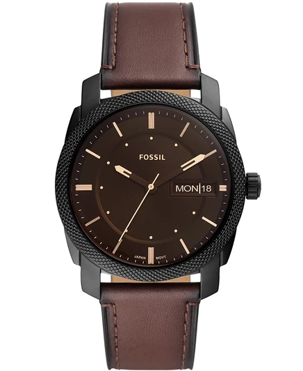 Мужские часы Fossil Machine 42 мм, коричневый ремешок