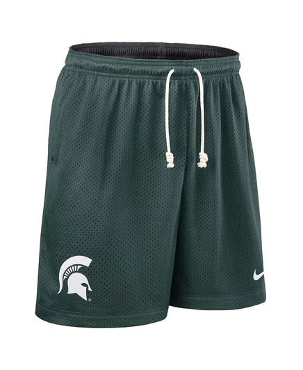 Мужские спортивные шорты Nike Green/Charcoal Michigan State Spartans 2025 с реверсивным рисунком
