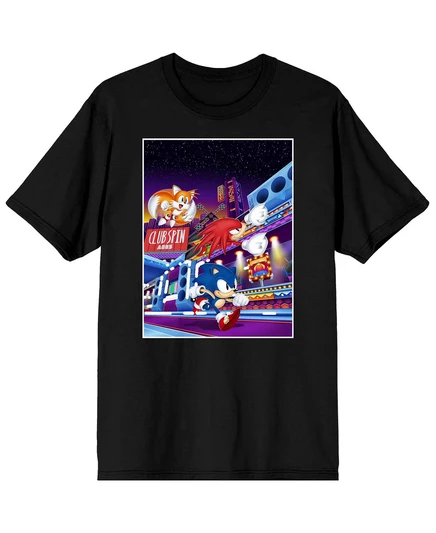 Мужская футболка Sonic Mania для игры Sonic Hedgehog Tails, Sonic, Knuckles the Echidna с черным рисунком-Маленькая black