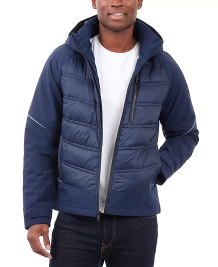  Мужская куртка с капюшоном из смешанной ткани на молнии midnight blue