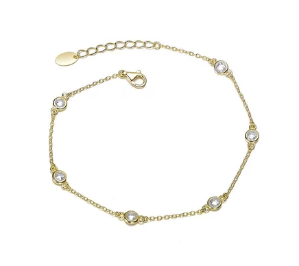 Женский браслет Rachel Glauber Classic Bezel с кубическим цирконием, золотистый