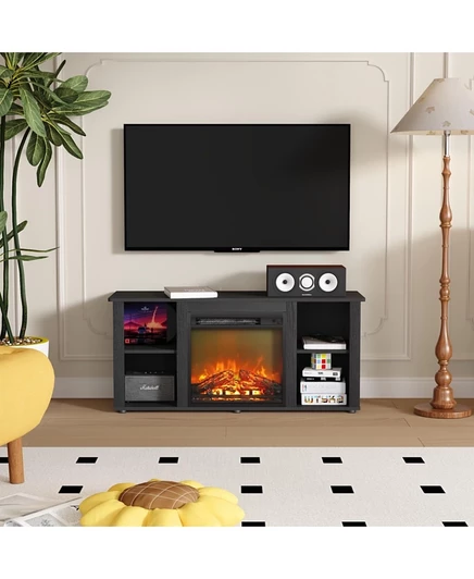 Современная электрическая каминная тумба HOMLUX для телевизоров с диагональю экрана до 55 дюймов, черная