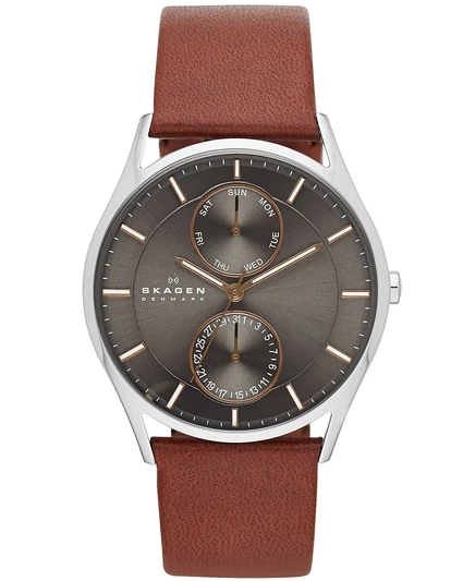 Мужские часы Skagen с коричневым кожаным ремешком Holst 40mm SKW6086