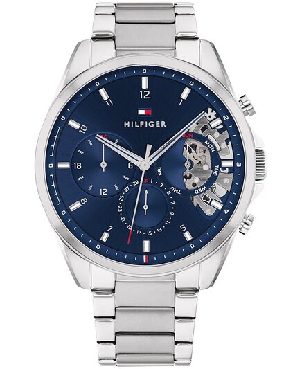 Мужские часы Tommy Hilfiger хронограф 44 мм стальной браслет, синий