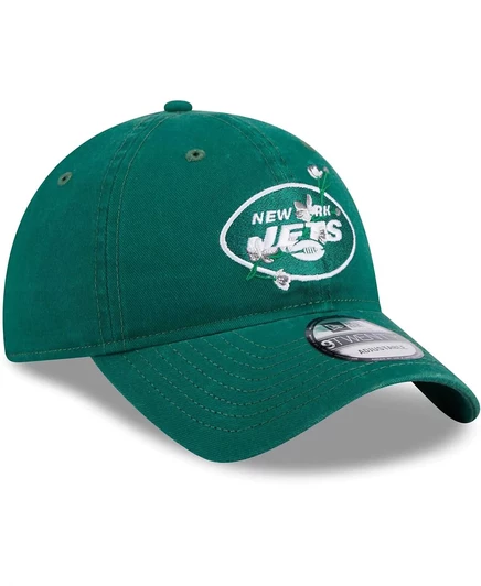 Женская кепка New Era 9TWENTY New York Jets с цветком, зеленая