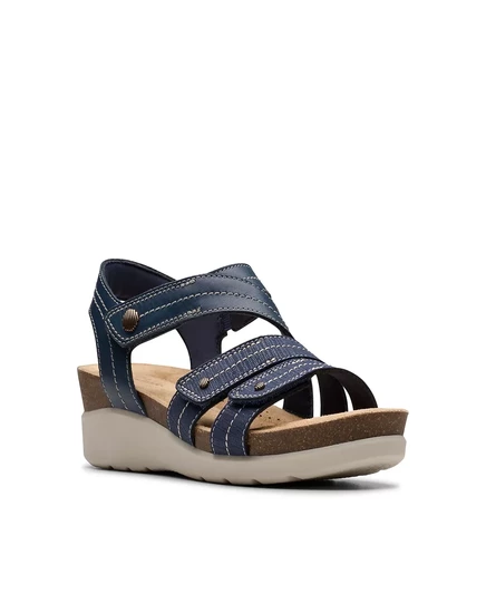  Коллекция женских босоножек Calenne Clara на танкетке navy combi leather