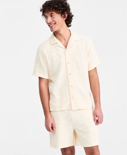 Мужская трикотажная рубашка Sun + Stone из букле Dock Camp, эксклюзивный желтый цвет Macy's