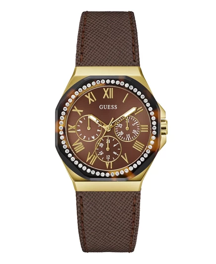  Женские многофункциональные часы из коричневой кожи 36 мм brown