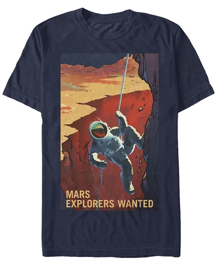 Мужская футболка NASA Mars Explorers Wanted с коротким рукавом синего цвета