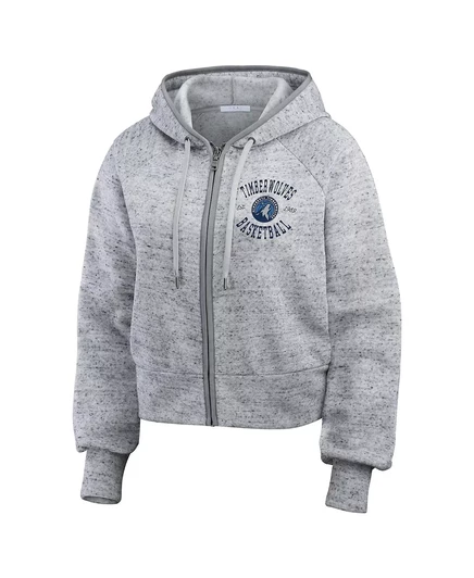 Женская толстовка Heather Grey Minnesota Timberwolves с капюшоном на молнии и радиатором в крапинку от Erin Andrews от Erin Andrews. heather gray