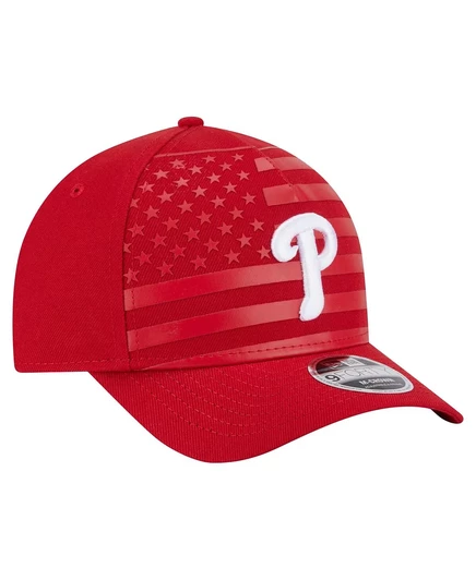Мужская красная кепка Philadelphia Phillies 9FORTY M-Crown A-образной формы, регулируемая по размеру New Era red