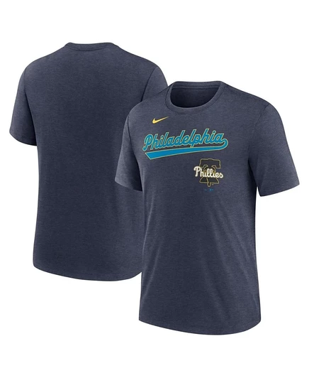 Мужская трехслойная футболка Nike Heather Navy Philadelphia Phillies 2025 City Connect Performance от Nike blue