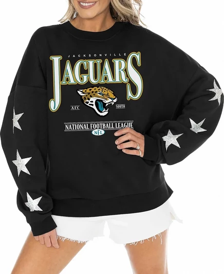 Женский пуловер из трехслойной ткани Gameday Couture черного цвета Jacksonville Jaguars со стразами на рукаве в виде звезды. black