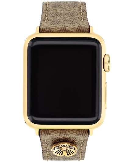 Холщовый ремешок COACH Women's Tan Signature C для Apple Watch 38 мм, 40 мм, 41 мм. brown