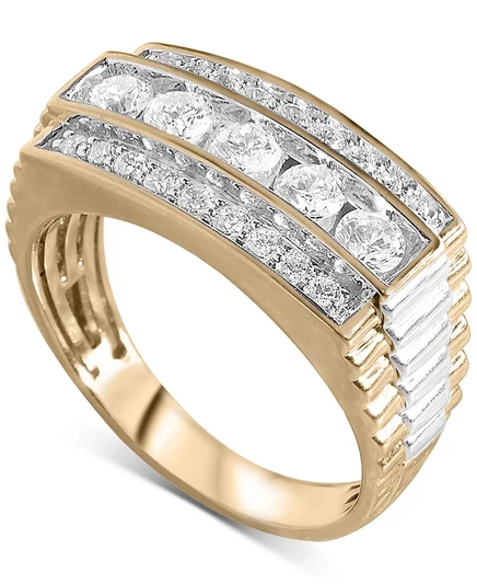 Мужское кольцо Macy's Diamond Row 1,0 кт, 14k желтое золото