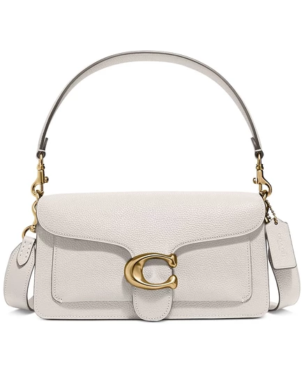 Женская сумка Coach Tabby 26 из полированной зернистой кожи, белая