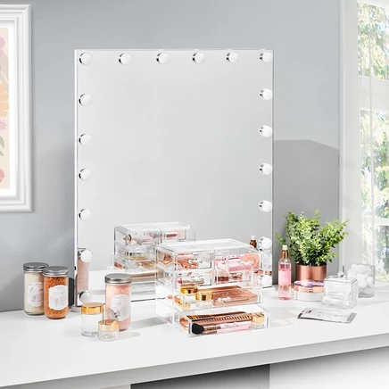 Sorbus Clear Makeup Organizer Display - Стильный футляр для хранения косметики, украшений и аксессуаров для волос (2 больших и 4 маленьких выдвижных ящика)