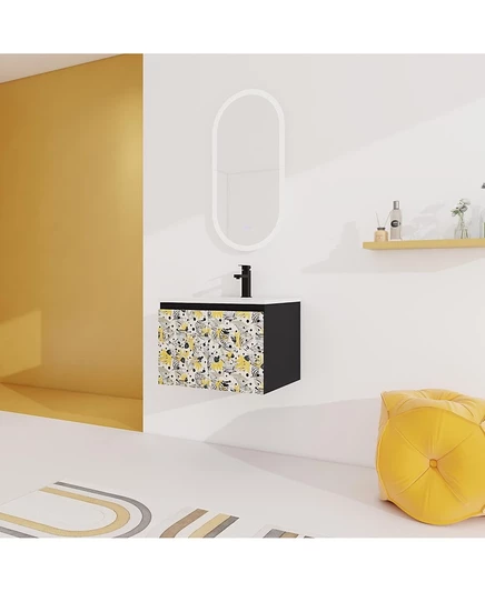 Настенный туалетный столик Streamdale Furniture с керамической раковиной и мягко закрывающимися дверцами
