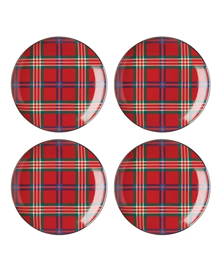 Сервировочные тарелки Lenox Holiday Tartan набор 4 шт., красные
