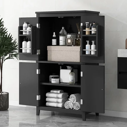 Шкаф Streamdale Furniture для ванной, 4 двери, черный