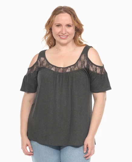 Женский топ White Mark plus size с открытыми плечами, серый