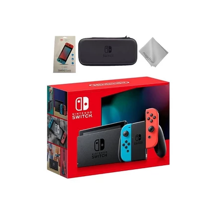 Приставка Nintendo Switch с неоновыми Joy-Con, разноцветная