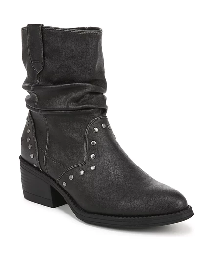  Женские бунтарские ботильоны в западном стиле black distressed faux leather - polyurethane