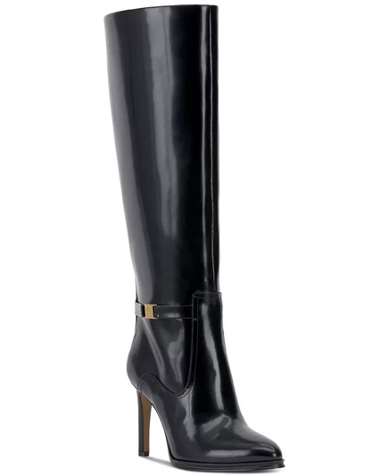 Женские модельные сапоги на шпильке Vince Camuto Skylie с широкими голенищами до колена black box patent