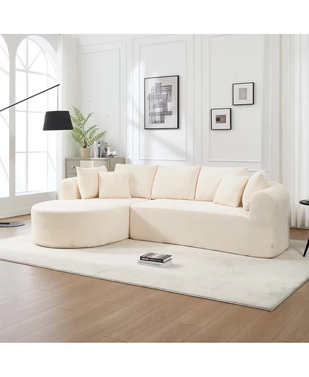 Streamdale Furniture 109-дюймовый современный диван Cloud с 7 подушками и L-образной модульной конструкцией цвета слоновой кости/кремовый