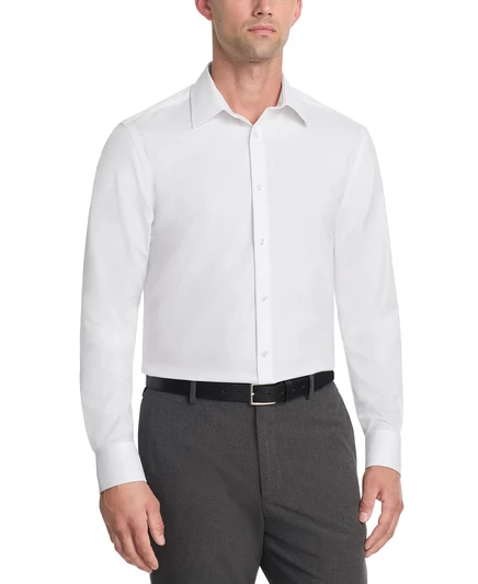 Мужская рубашка Calvin Klein slim fit с стрейчем, не мнущаяся, белая