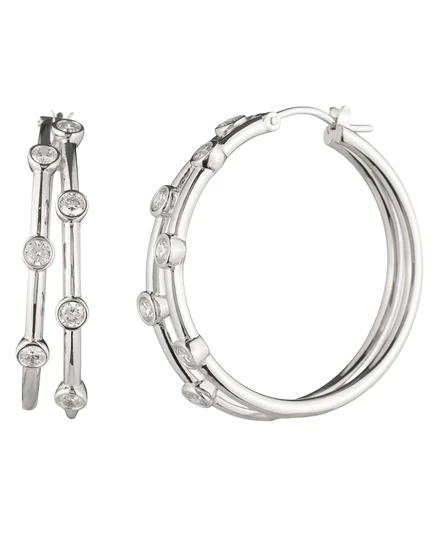 Серьги-кольца Lauren Ralph Lauren с фианитами, серебристые