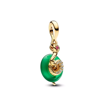  Подвески из муранского стекла змеино-зеленого цвета gold plated