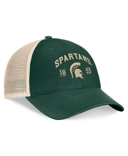 Мужская зеленая кепка с регулируемой посадкой Waylon Trucker Heritage от Michigan State Spartans от Top of the World green, natural