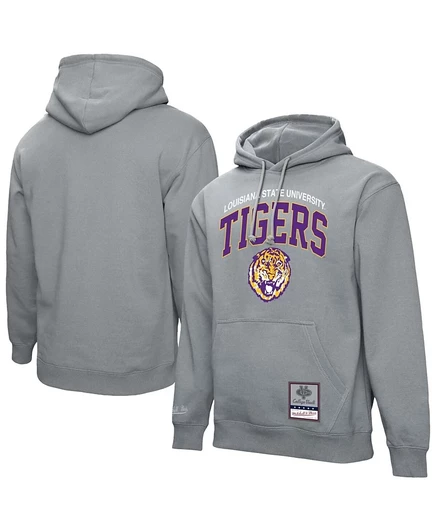 Мужское худи Mitchell & Ness LSU Tigers с принтом, серое