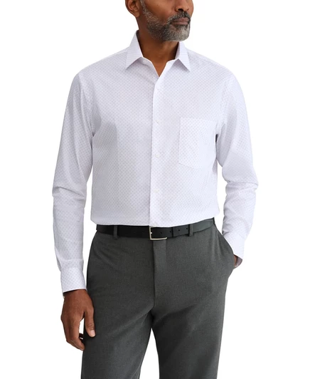 Мужская рубашка Van Heusen с длинным рукавом и отложным воротником белого цвета