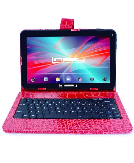 Планшет LINSAY 10.1″ 128 ГБ Android 14 с клавиатурой, красный
