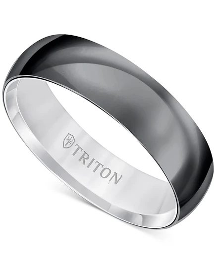 Мужское обручальное кольцо Triton из черно-белого титана, 6 мм