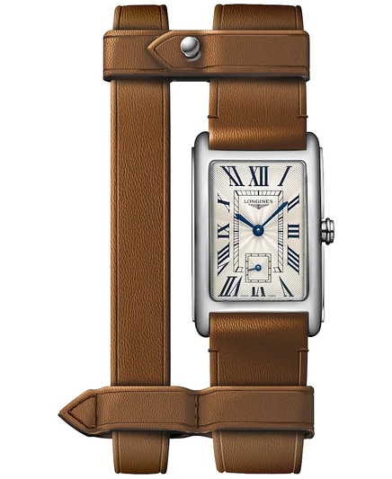 Женские часы Longines DolceVita 23×37 мм, коричневый кожаный ремешок
