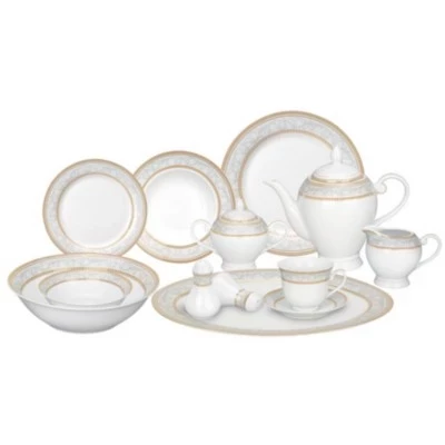 Сервиз столовый Lorren Home Trends Giada, 57 пр., на 8 персон, золотая кайма