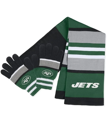 Женский комплект шарф и перчатки WEAR New York Jets, зеленый