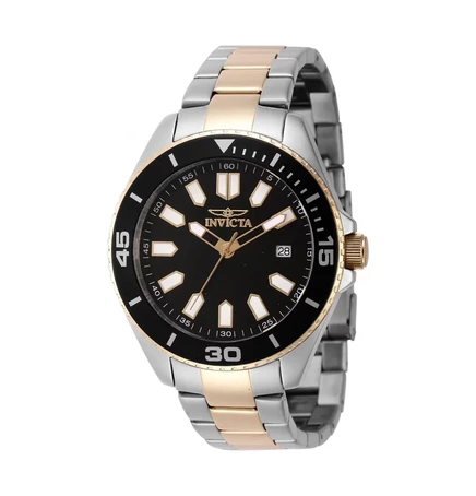 Мужские кварцевые часы Invicta 46319 Pro Diver с черным циферблатом и 3 стрелками gold