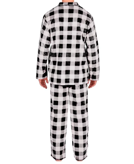 Мужской флисовый пижамный комплект с вырезанным воротником black & white buffalo check