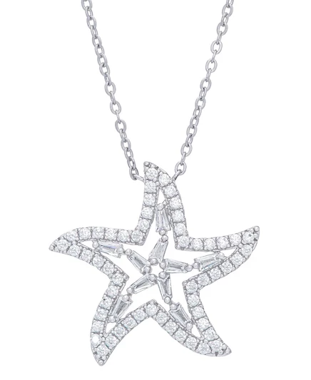 Женское колье Macy's Star с фианитами, серебристое