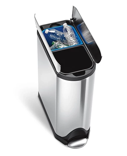 Кухонное мусорное ведро Simplehuman с 40-литровой крышкой-бабочкой для вторичной переработки мусора